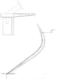 Estudo linear comparando a coluna da Catedral e a curva da costela da mesa